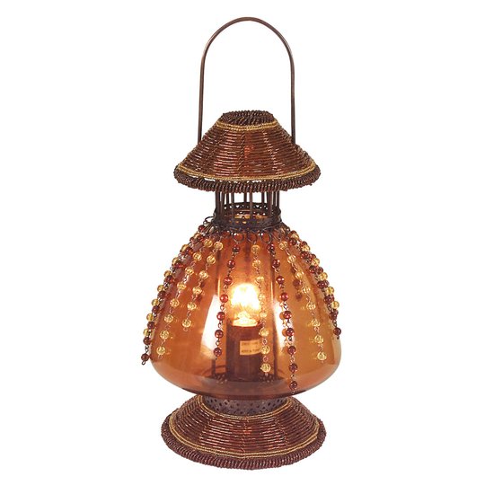 Bordslampa Perla som fotogenlampa rostbrun