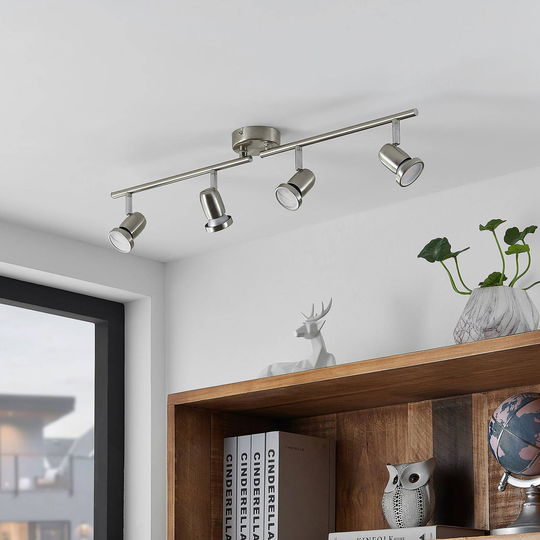 ELC Simano LED-takspotlight, nickel, 4 lampor
