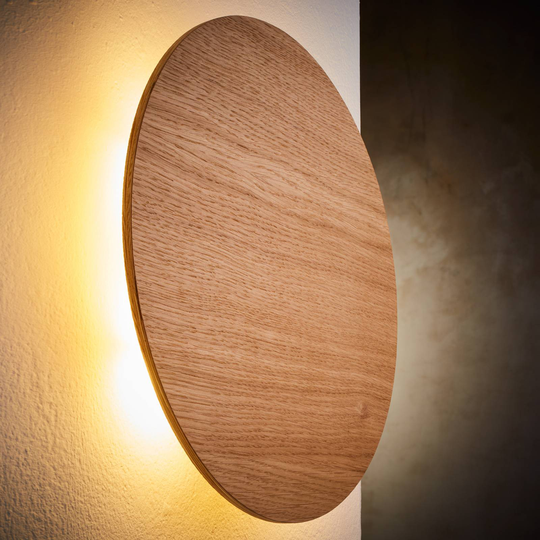 Envolight Luna Wood vägglampa, ek, Ø 30 cm
