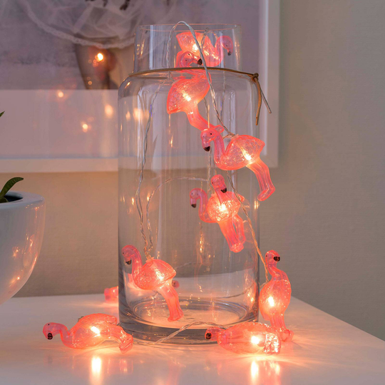 LED-ljusslinga Flamingos, batteridriven