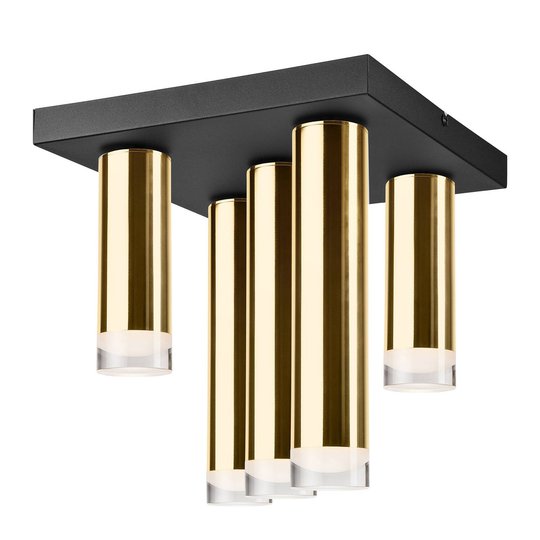 Taklampa Shine, 5 lampor kvadratisk guld
