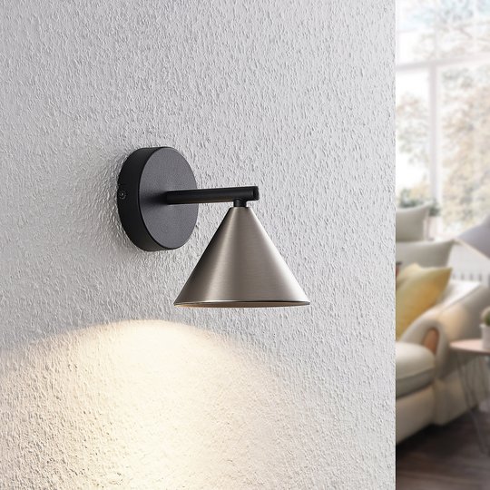 Lucande Kartio vägglampa, 1 lampa, nickel