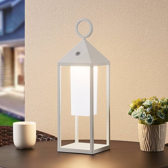 Lucande Miluma LED-utomhuslykta, 54 cm, vit