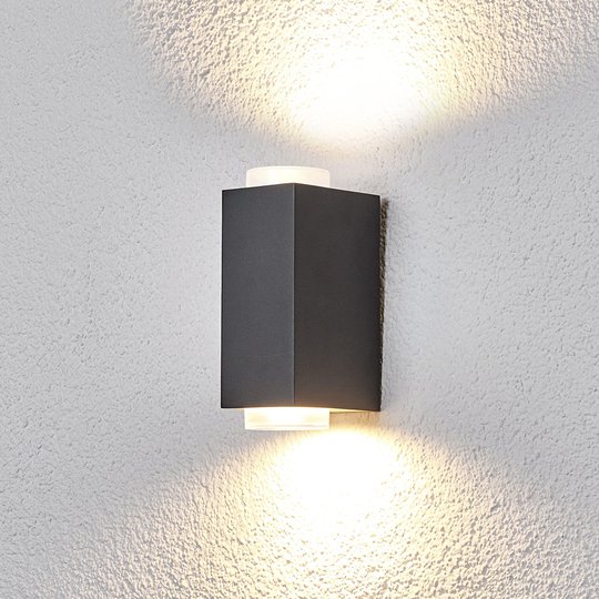 Mörkgrå utomhusvägglampa Jovan, 2 ljuskällor