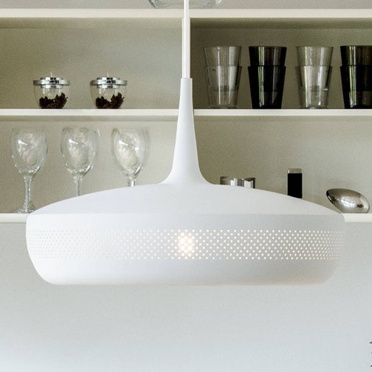 Retro-chic pendellampa Clava Dine, vit