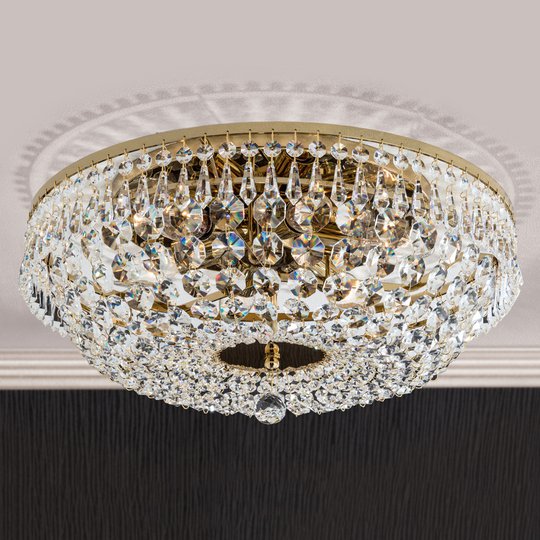 SHERATA - rund taklampa, guld 45 cm