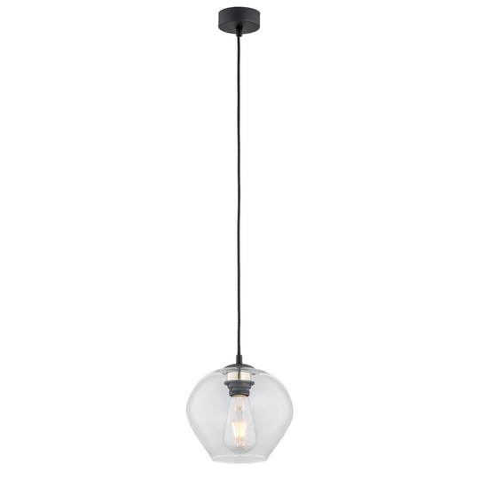 Hänglampa Kaja med glaskula klar, Ø 20 cm