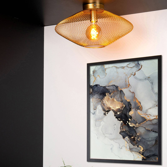 Taklampa Mesh, trapetsformig, guld