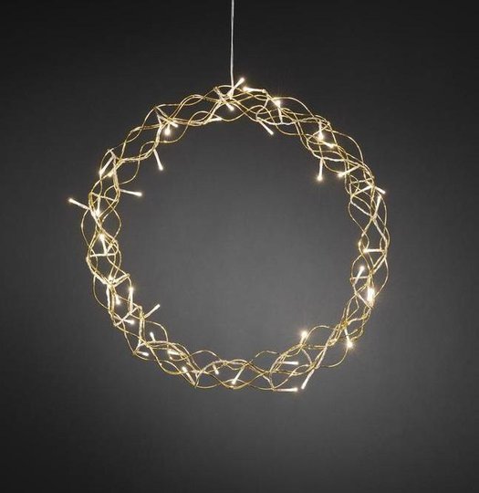 Krans 45cm varmvita LED (Mässing/guld)