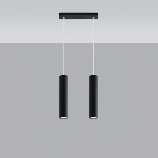 Hänglampa Tube, svart, 2 lampor