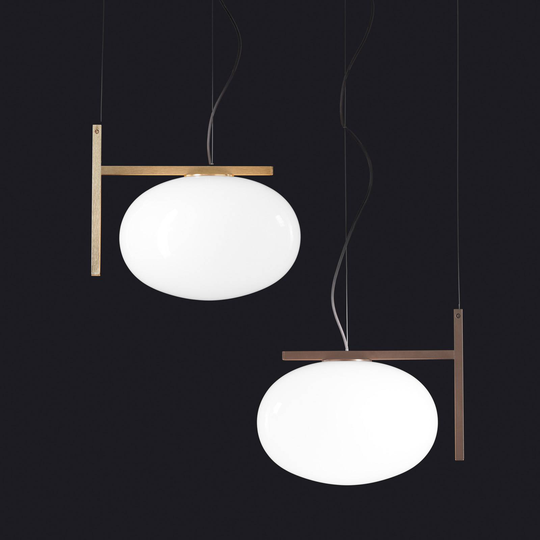 Oluce Alba 466 hänglampa med metalldekor, brons