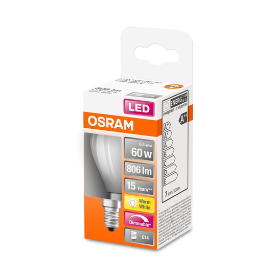 OSRAM LED-dropplampa E14 5W matt 2 700 K dimbar