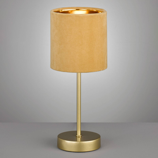 Bordslampa Aura, fot guld, skärm gul/guld