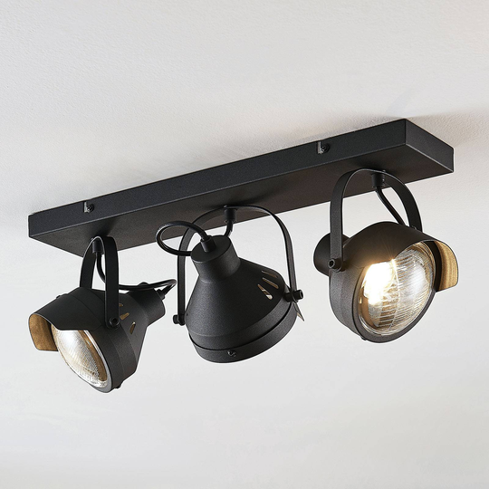 Takspotlight Henega, svart, 3 lampor