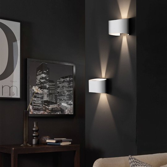 LED-vägglampa Wall, 2 lampor, rund, vit