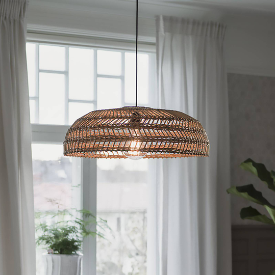 PR Home Denise hänglampa, rottingskärm, Ø 60 cm