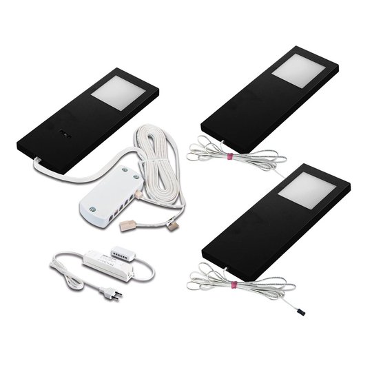 Bänklampa LED SlimPad F x3 3 000 K svart