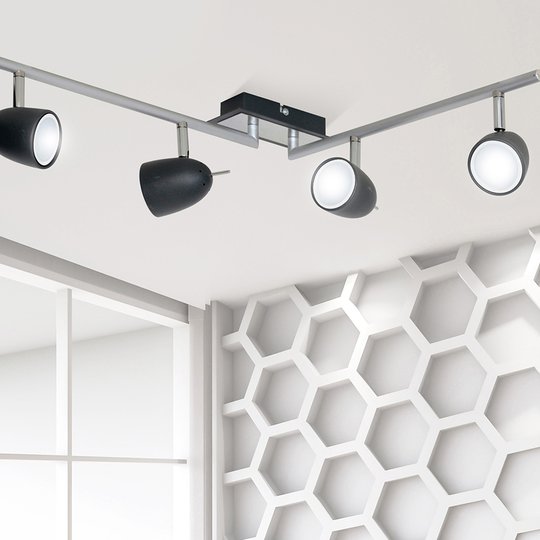 Taklampa Taylor, svart/krom, 4 lampor