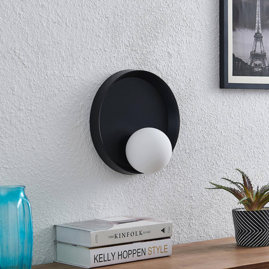 Lucande Andelina vägglampa, rund, svart