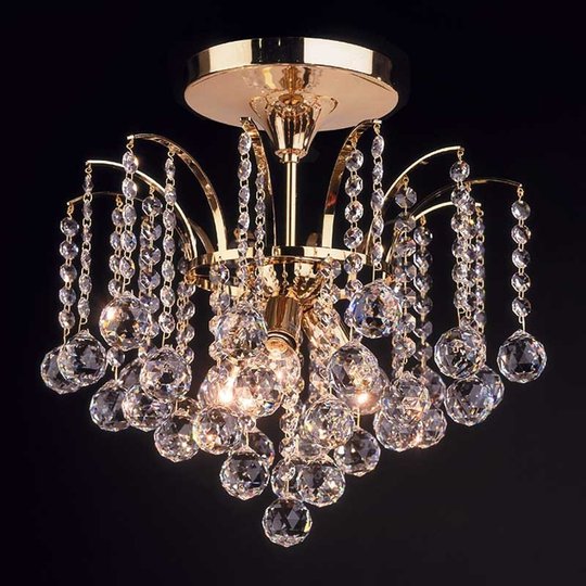 Taklampa LENNARDA, kristall/guld 42 cm
