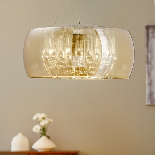 LED-pendellampa Argos med kristalldroppar Ø 50 cm