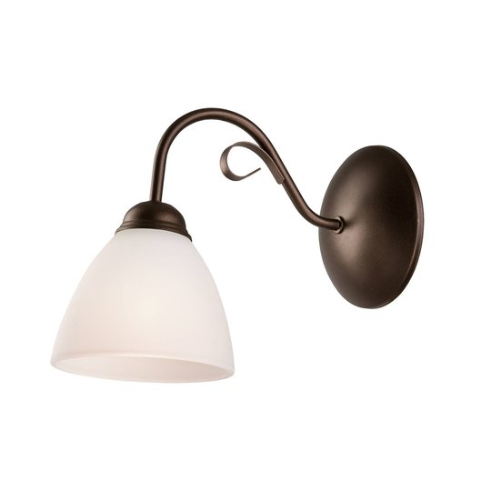 Vägglampa Adoro med glasskärm, brun
