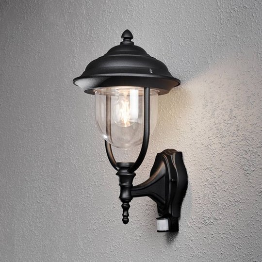 Utomhusvägglampa Parma med rörelsedetektor, svart