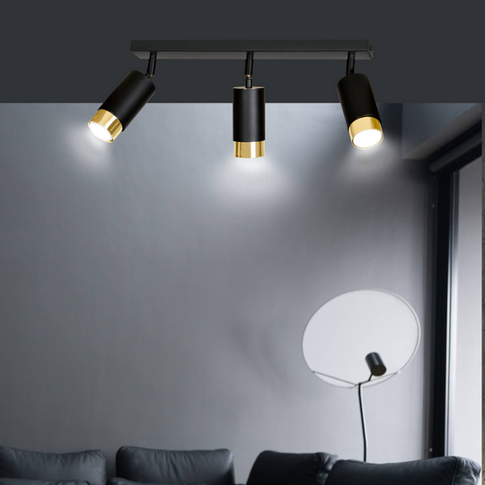 Takspotlight Kumo svart/guld 3 lampor