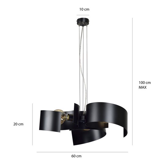 Hänglampa Eos 3 Black av lackerat stål