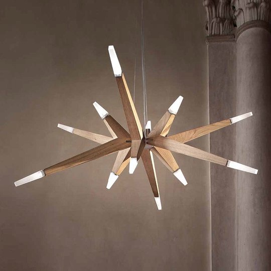 Modern ek - taklampan Flashwood, 140 cm