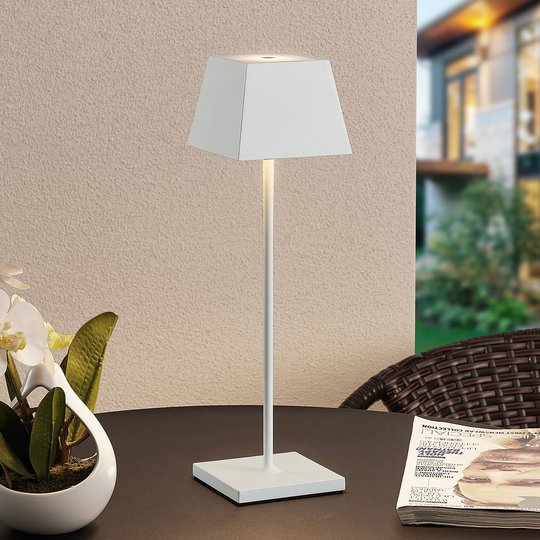 Lucande Patini LED-bordslampa för utomhus, vit
