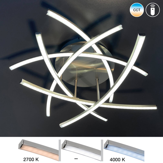 LED-taklampa Cross, Tunable White 6 lampor, nickel
