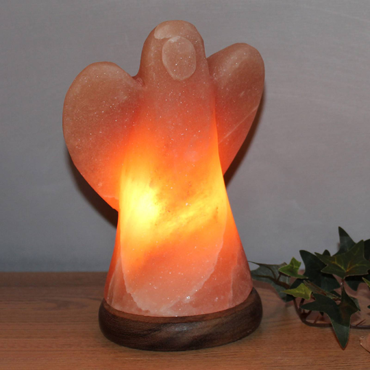Saltlampa Ängel med sockel, bärnsten