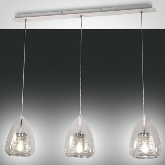 Hänglampa Britton, 3 lampor, transparent