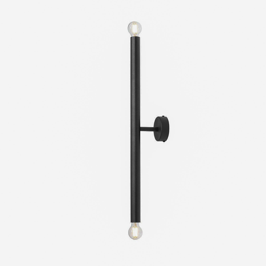 Vägglampa Tubo, svart, 2 lampor höjd 60 cm