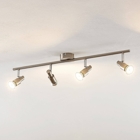 ELC Farida LED-taklampa, nickel, 4 lampor