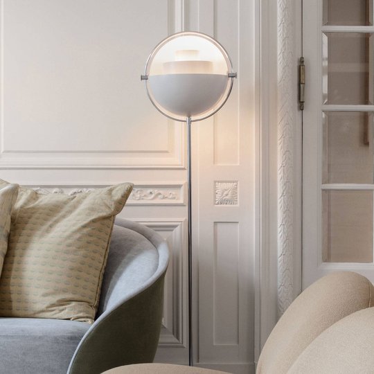 GUBI Multi-Lite golvlampa krom/vit