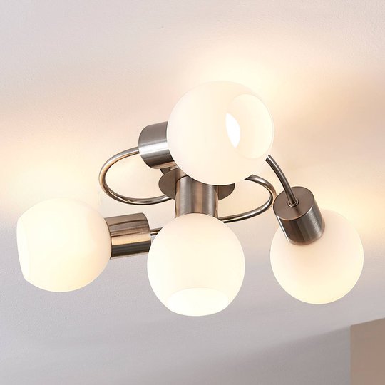 LED-taklampa Ciala, 4 lampor, nickel