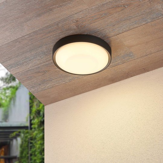 Lucande Lare LED-utomhustaklampa, Ø 25 cm