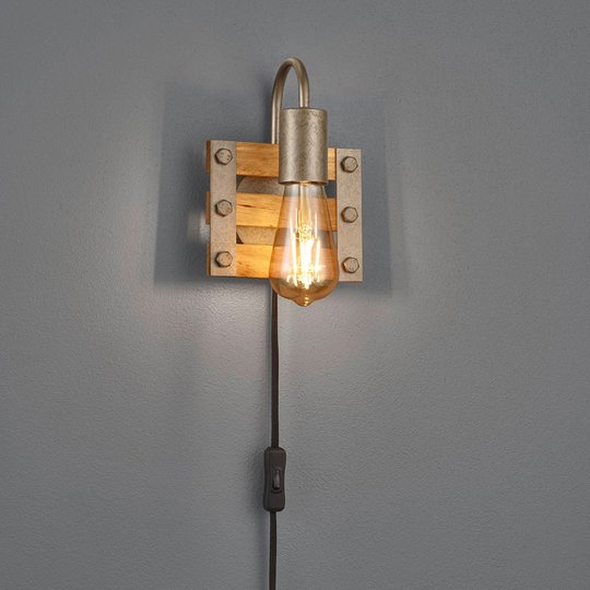 Vägglampa Khan, vintage, kabel + kontakt, 1 lampa