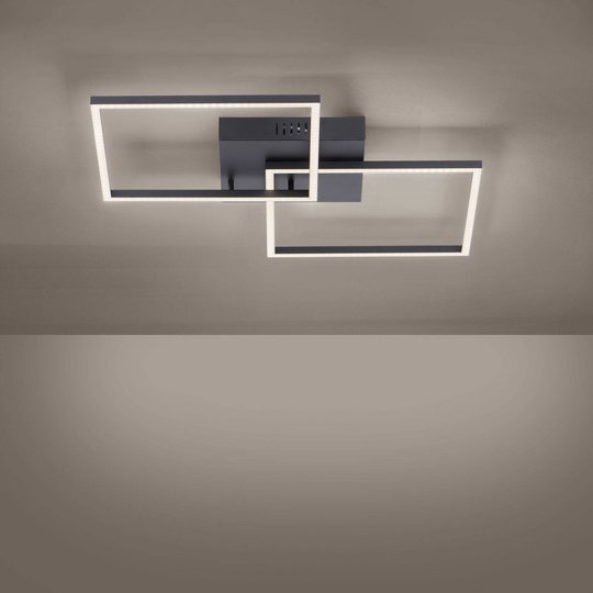 LED-taklampa Iven, svart 2 lampor kvadrat