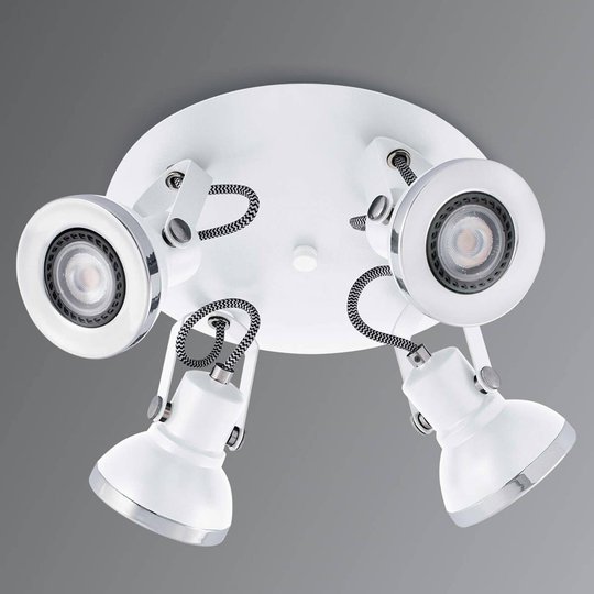 LED-takspotlight Ring i vitt, 4 lampor