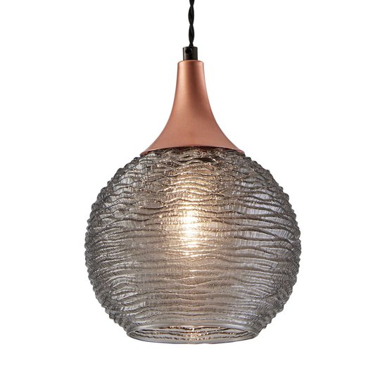 Rökfärgad glashänglampa Fiona, 1 lampa