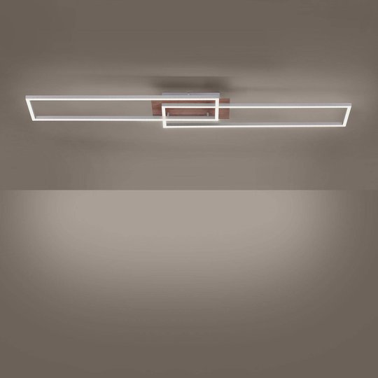 LED-taklampa Iven trädekor/stål 2 lampor rektangel
