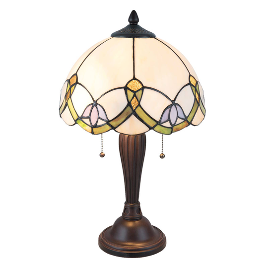 Bordslampa 5918 vit/blandade färger Tiffany-stil