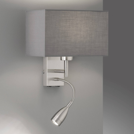 Vägglampa Dream med LED-läslampa, vit, nickel