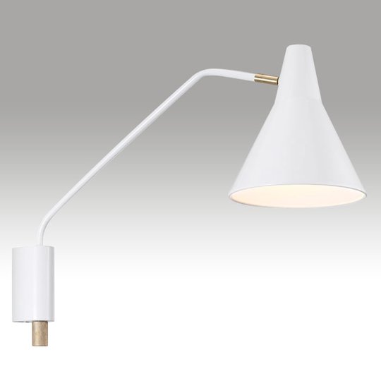 Brett utstickande vägglampa Brassy vit