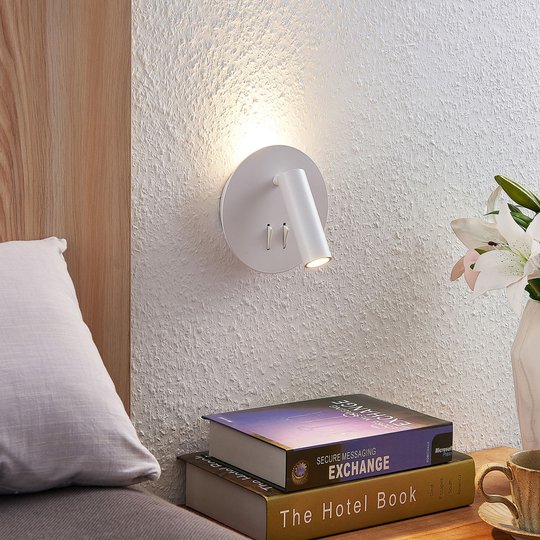 Lucande Magya LED-vägglampa vit 2 lampor rund