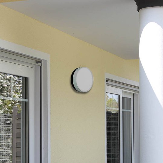 LED-vägglampa 6307 antracit, IP65, Ø 19 cm