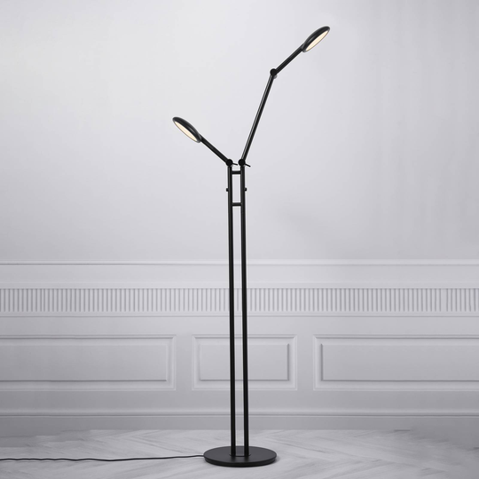 LED-golvlampa Bend med touchdimmer, 2 lampor